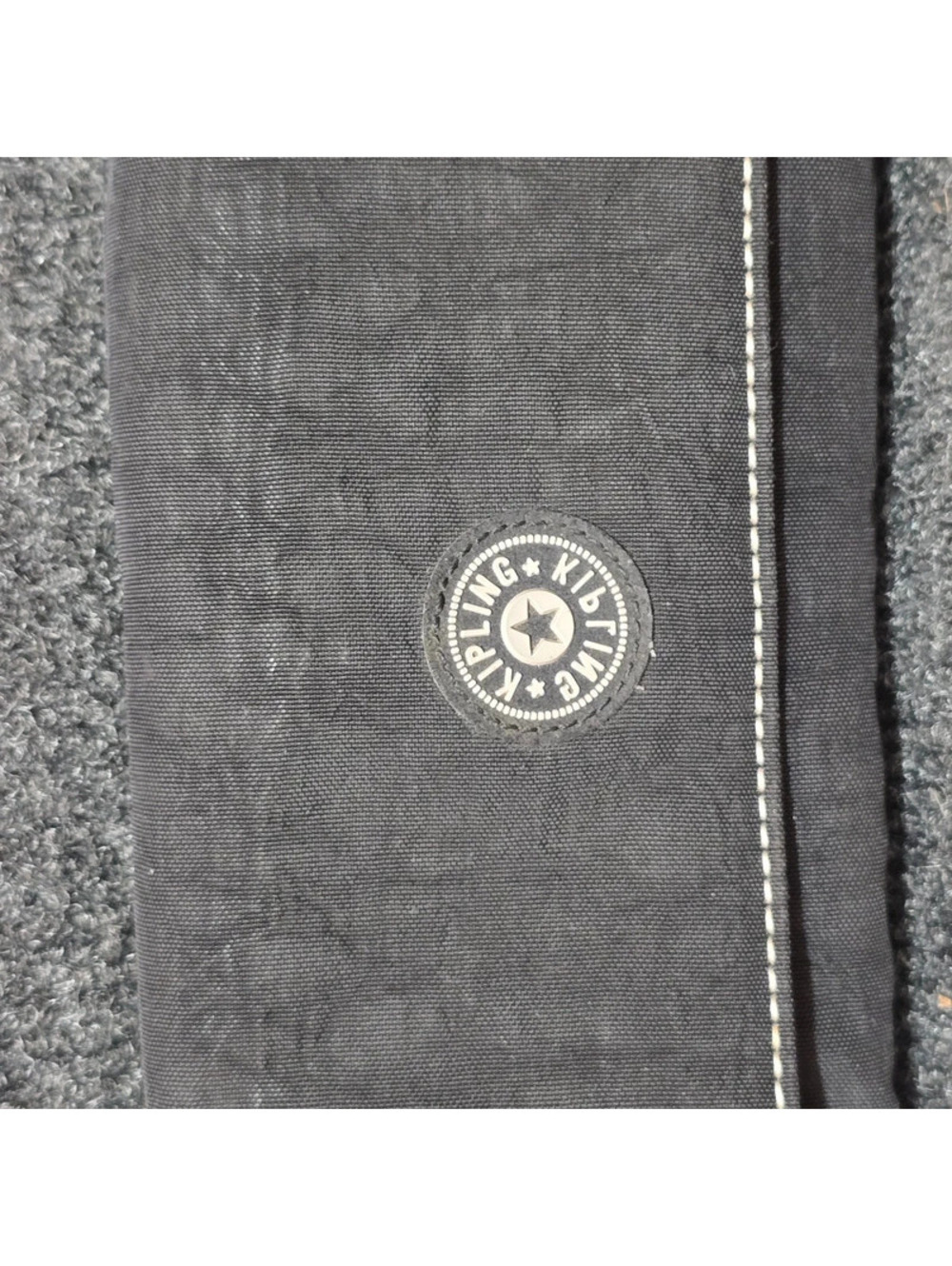 Kipling Tri‑Fold Travel Document Wallet Black Nylon Organizer Excellent Cond.